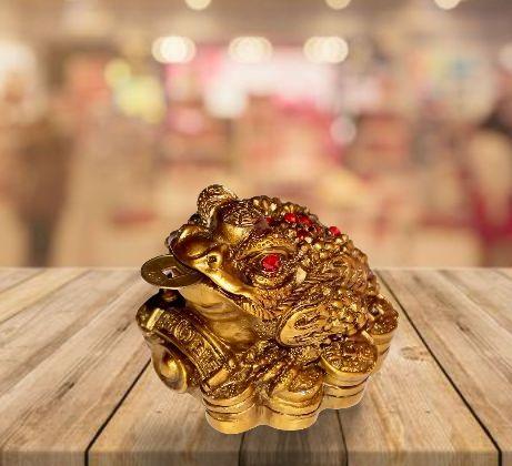 Vastu / Feng Shui / Three Legged Frog With Coin For Health, Wealth And Happiness | Decorative Showpiece for Home decor - 7 cm