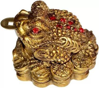 Vastu / Feng Shui / Three Legged Frog With Coin For Health, Wealth And Happiness | Decorative Showpiece for Home decor - 7 cm